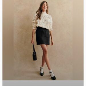 Sezane Classic Black Mini Skirt with Patch Pockets